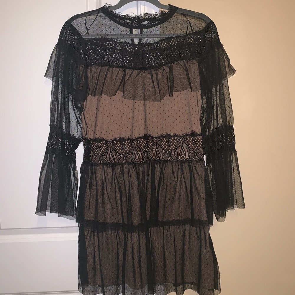 Zara Midi Ruffled Lace Dress